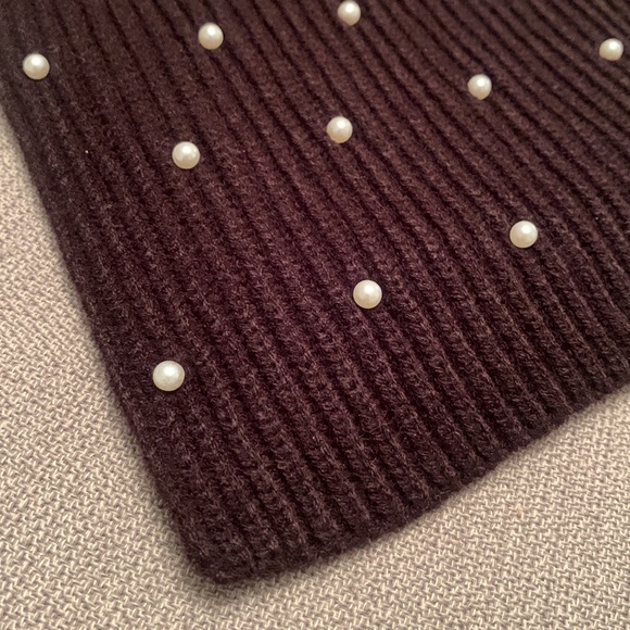 NWT J. CREW Knit Scarf Madewell Black with Faux Pearl Accents 78x11 - Picture 7 of 7